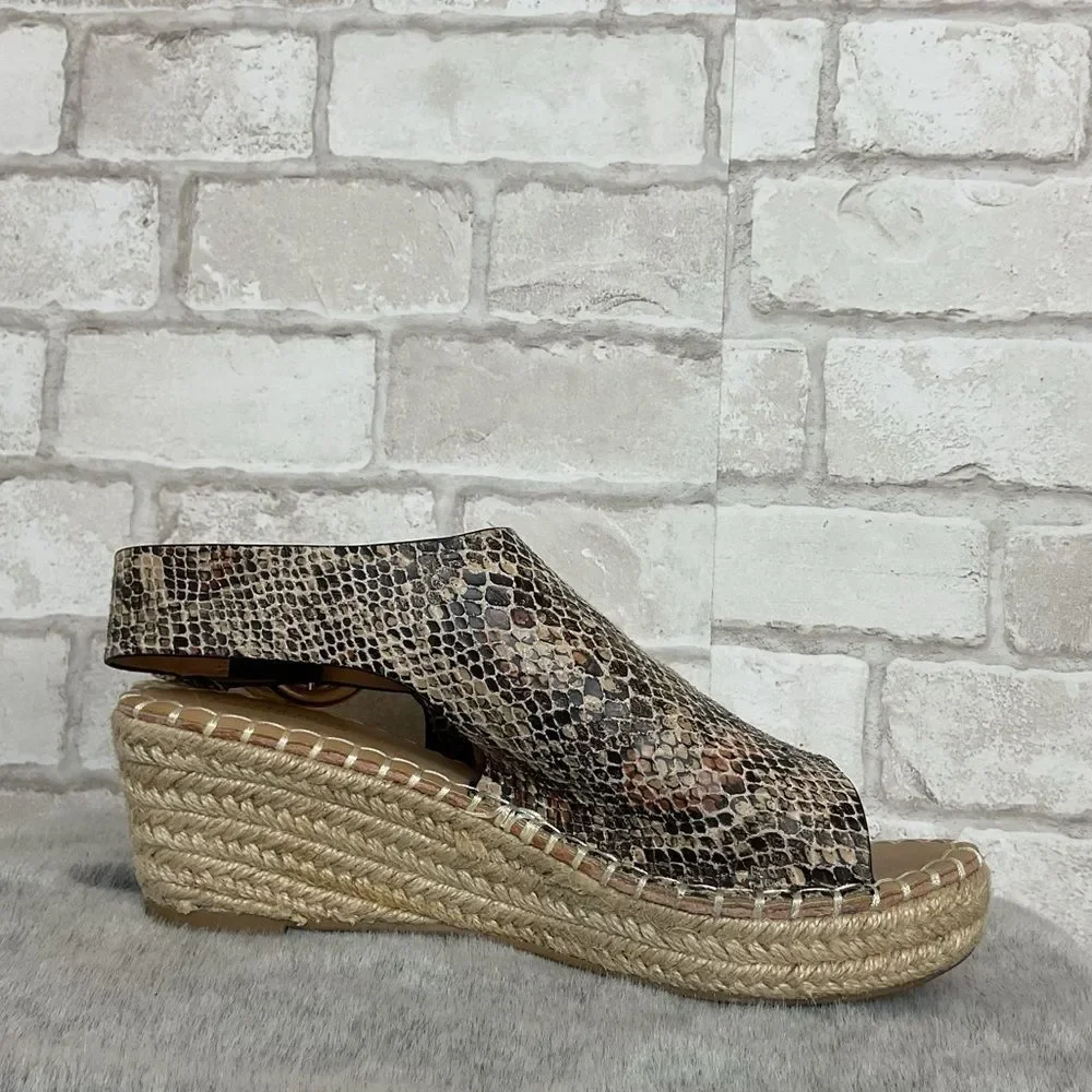 Catherine Malandrino Cirkly Espadrille Snakeskin Print Wedge Sandals Size 8